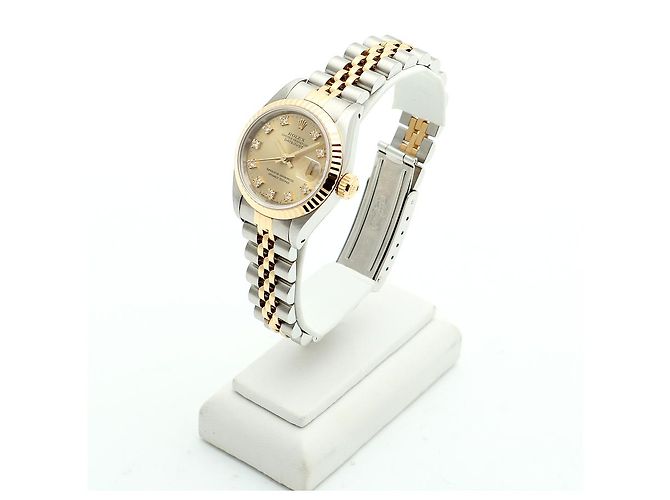 Rolex Datejust Combi Damen Uhr Original Ten Point Diamond Golden - Ansicht 4