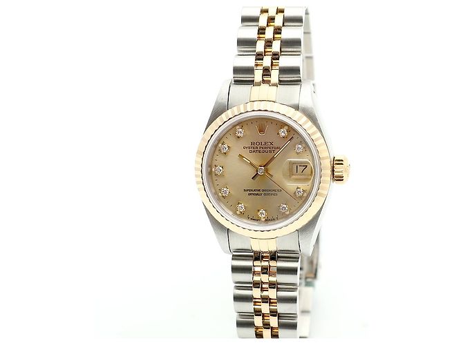 Rolex Datejust Combi Damen Uhr Original Ten Point Diamond Golden - Ansicht 8