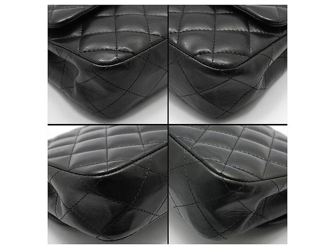 Chanel Borsa a tracolla Baguette Classic in agnello nero con catena argentata - vista 13