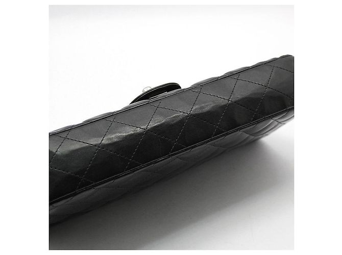 Chanel Borsa a tracolla Baguette Classic in agnello nero con catena argentata - vista 6