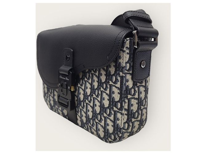 Dior Borsa Saddle con tracolla in jacquard Oblique beige e nero Marrone - vista 3