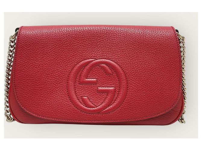 Gucci Borsa a tracolla in pelle con nappa rossa Soho con catena Rosso - vista 2