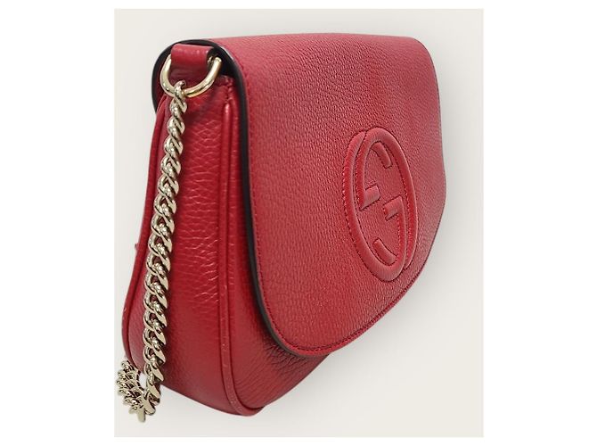 Gucci Borsa a tracolla in pelle con nappa rossa Soho con catena Rosso - vista 3