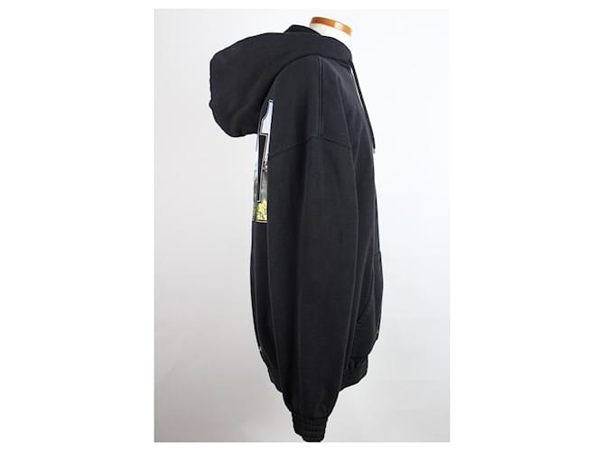 Off White Kapuzenpullover aus Fleece Schwarz - Ansicht 3