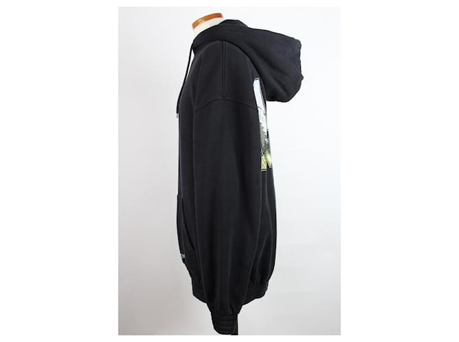 Off White Kapuzenpullover aus Fleece Schwarz - Ansicht 4