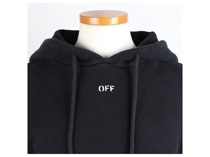 Off White Kapuzenpullover aus Fleece Schwarz - Ansicht 5