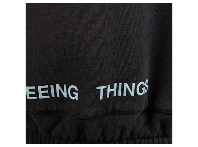 Off White Kapuzenpullover aus Fleece Schwarz - Ansicht 7