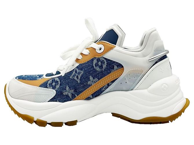 Louis Vuitton Sneaker Run in denim bianco e blu da donna - vista 6