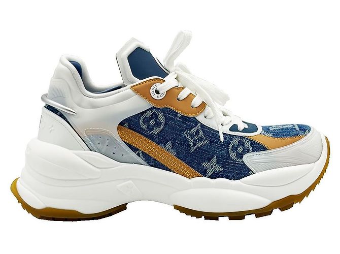 Louis Vuitton Sneaker Run in denim bianco e blu da donna - vista 7