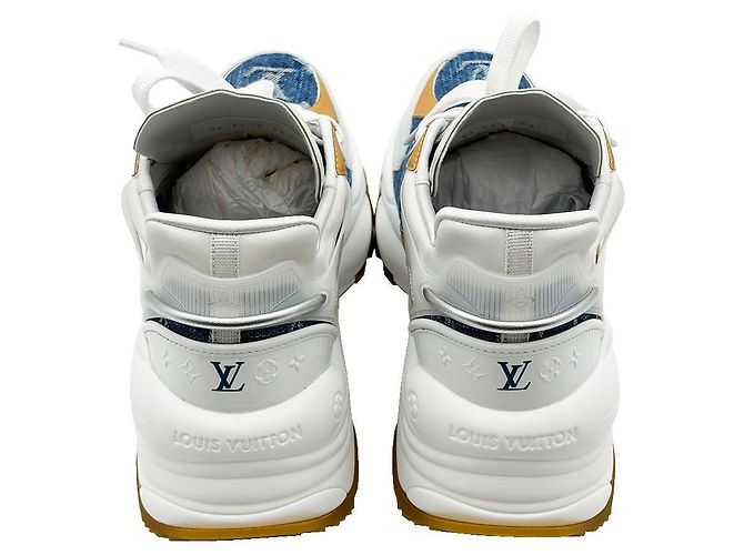 Louis Vuitton Sneaker Run in denim bianco e blu da donna - vista 8