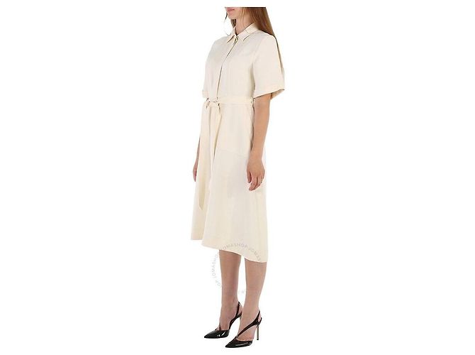 Burberry Refurbished Off White Kurzarm-Strukturkleid Weiß - Ansicht 2