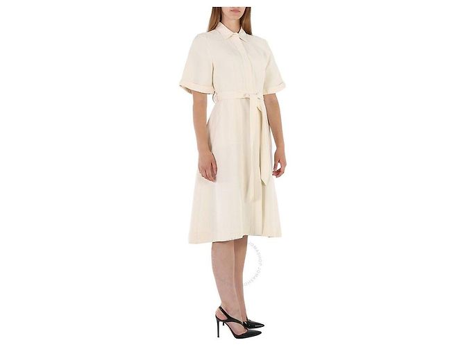 Burberry Refurbished Off White Kurzarm-Strukturkleid Weiß - Ansicht 3