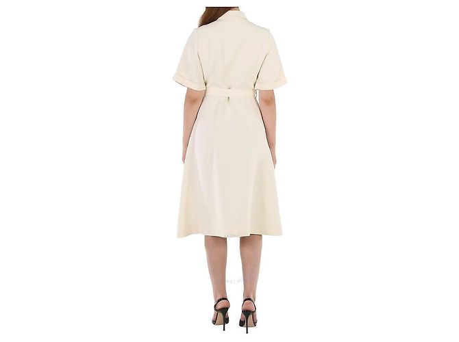 Burberry Refurbished Off White Kurzarm-Strukturkleid Weiß - Ansicht 4