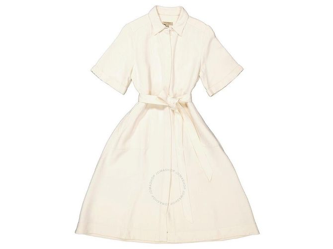 Burberry Refurbished Off White Kurzarm-Strukturkleid Weiß - Ansicht 5