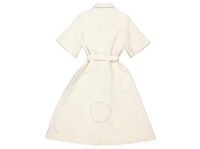 Burberry Refurbished Off White Kurzarm-Strukturkleid Weiß - Ansicht 6