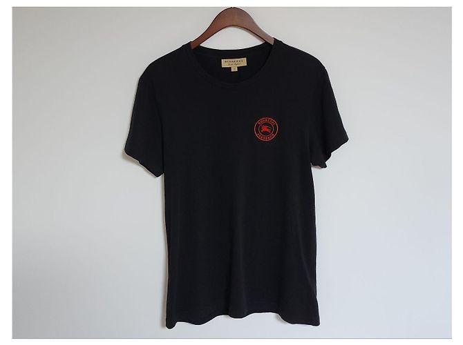 Burberry T-shirt a maniche corte nera con logo ricamato rotondo da uomo Nero - vista 2