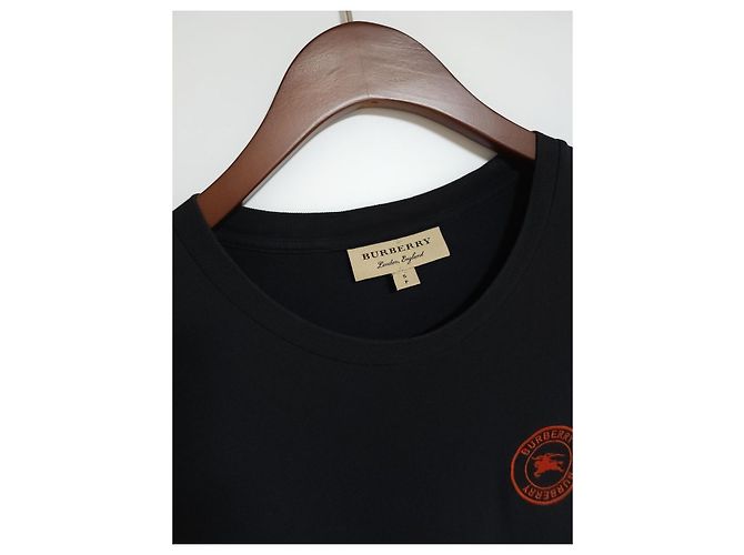 Burberry T-shirt a maniche corte nera con logo ricamato rotondo da uomo Nero - vista 3