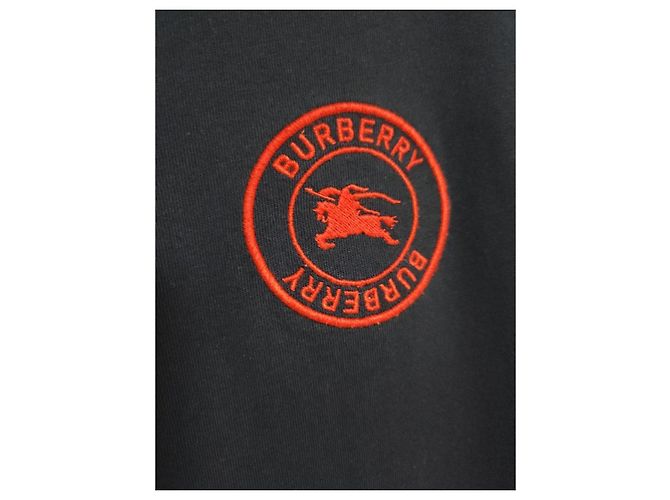 Burberry T-shirt a maniche corte nera con logo ricamato rotondo da uomo Nero - vista 4