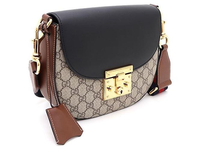 Gucci Borsa a tracolla e borsa crossbody GG Supreme Web Padlock Medium Marrone - vista 2