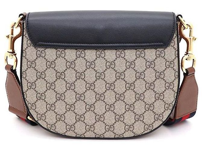 Gucci Borsa a tracolla e borsa crossbody GG Supreme Web Padlock Medium Marrone - vista 3