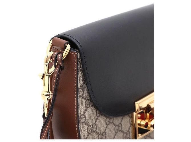 Gucci Borsa a tracolla e borsa crossbody GG Supreme Web Padlock Medium Marrone - vista 4