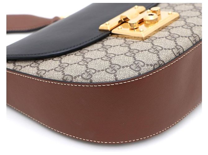 Gucci Borsa a tracolla e borsa crossbody GG Supreme Web Padlock Medium Marrone - vista 5