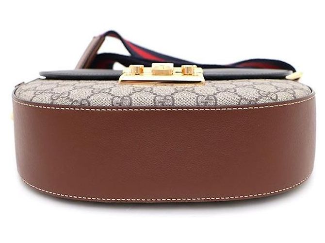 Gucci Borsa a tracolla e borsa crossbody GG Supreme Web Padlock Medium Marrone - vista 6