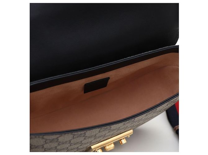 Gucci Borsa a tracolla e borsa crossbody GG Supreme Web Padlock Medium Marrone - vista 7