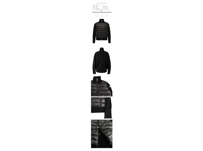 Moncler Logo Patch Wool Mix Lightweight Down Jacket Black - view 2