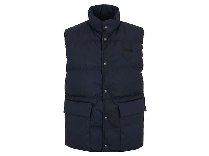Prada Re-Nylon Daunenweste mit Gänsefeder Blau - Ansicht 2