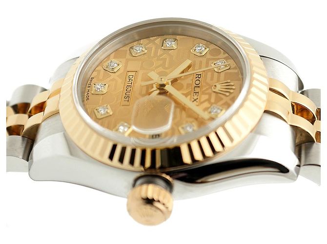 Rolex Lady Datejust Combination Damenuhr Original Ten Point Diamond Computer Dial Golden - Ansicht 12