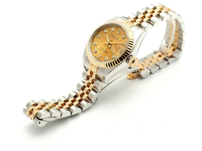 Rolex Lady Datejust Combination Damenuhr Original Ten Point Diamond Computer Dial Golden - Ansicht 15
