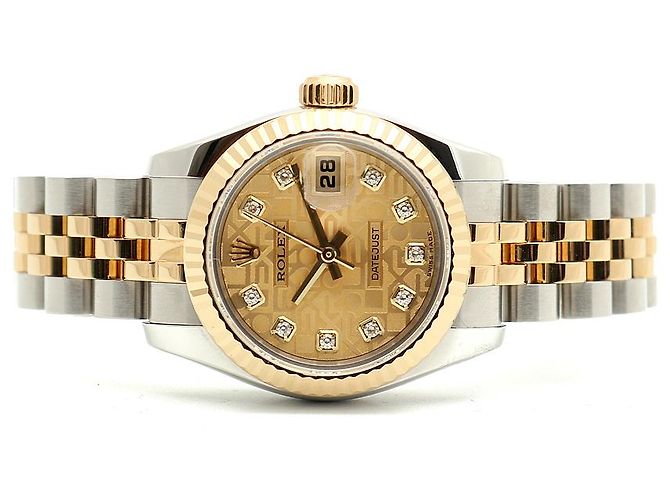 Rolex Lady Datejust Combination Damenuhr Original Ten Point Diamond Computer Dial Golden - Ansicht 17