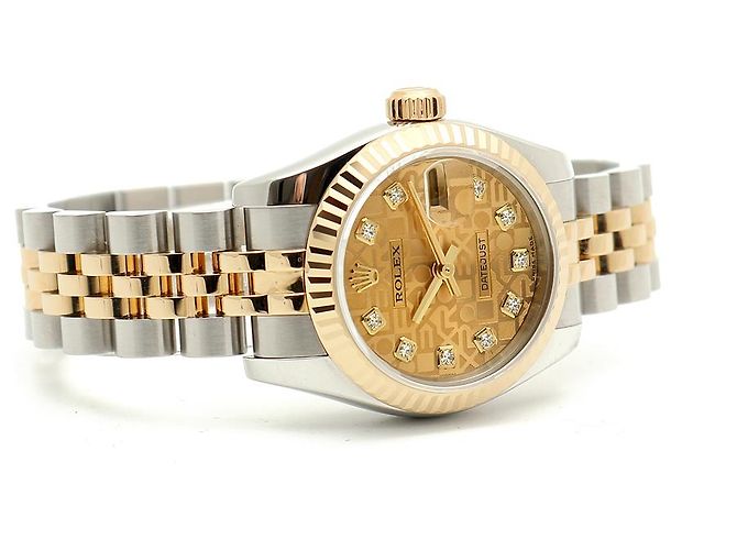 Rolex Lady Datejust Combination Damenuhr Original Ten Point Diamond Computer Dial Golden - Ansicht 18