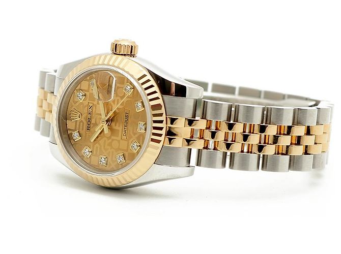 Rolex Lady Datejust Combination Damenuhr Original Ten Point Diamond Computer Dial Golden - Ansicht 19