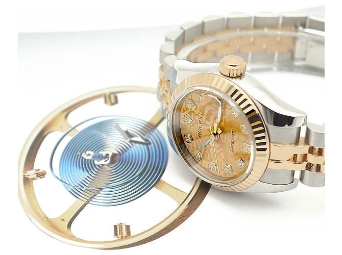 Rolex Lady Datejust Combination Damenuhr Original Ten Point Diamond Computer Dial Golden - Ansicht 22