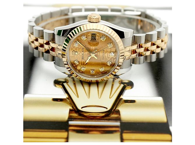 Rolex Lady Datejust Combination Damenuhr Original Ten Point Diamond Computer Dial Golden - Ansicht 23
