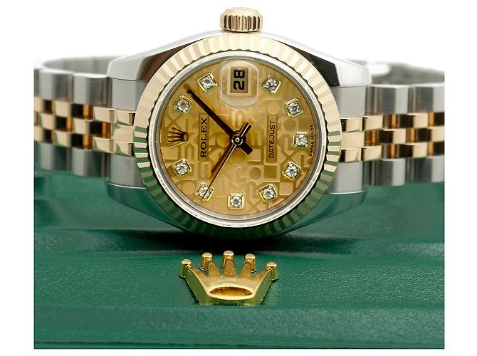 Rolex Lady Datejust Combination Damenuhr Original Ten Point Diamond Computer Dial Golden - Ansicht 24