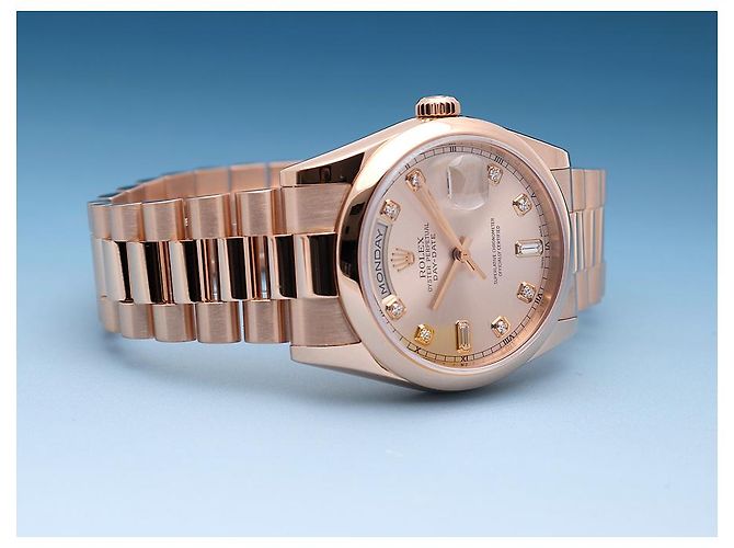 Rolex Relógio Day-Date Masculino em Ouro com Dez Diamantes Rose Gold - vista 10