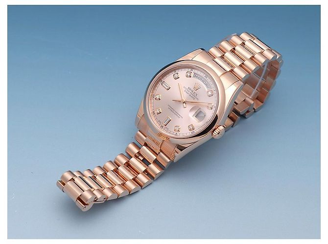 Rolex Relógio Day-Date Masculino em Ouro com Dez Diamantes Rose Gold - vista 11