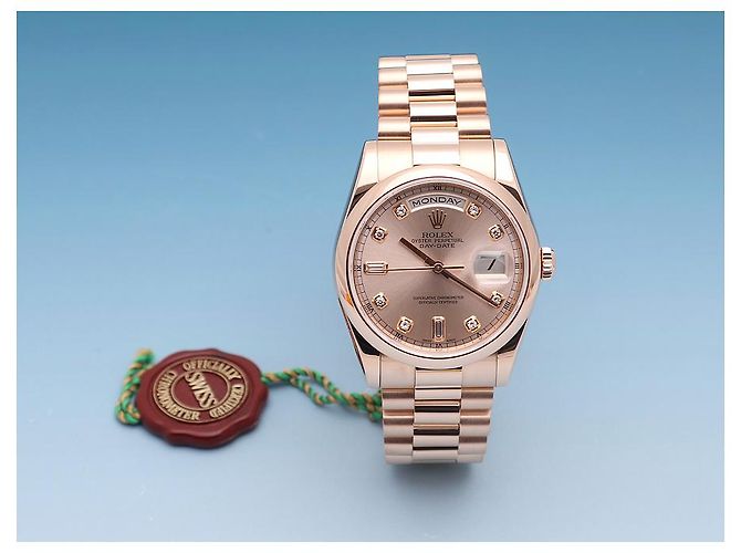 Rolex Relógio Day-Date Masculino em Ouro com Dez Diamantes Rose Gold - vista 12