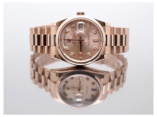 Rolex Relógio Day-Date Masculino em Ouro com Dez Diamantes Rose Gold - vista 13