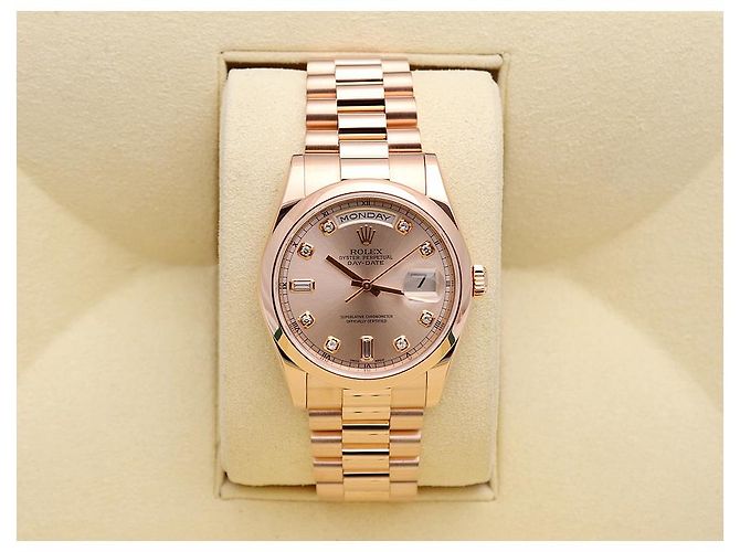 Rolex Relógio Day-Date Masculino em Ouro com Dez Diamantes Rose Gold - vista 2