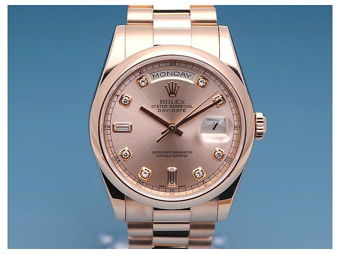 Rolex Relógio Day-Date Masculino em Ouro com Dez Diamantes Rose Gold - vista 4