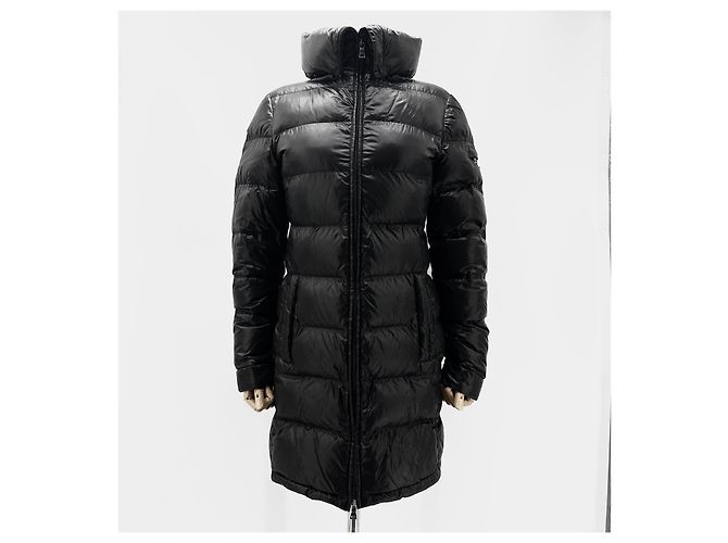 Double Prada Giacca lunga imbottita da donna con logo Triangle Nero - vista 3