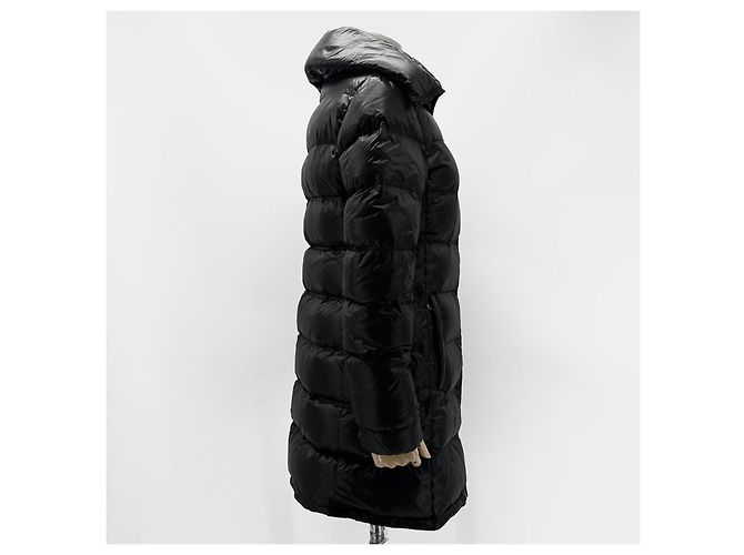 Double Prada Giacca lunga imbottita da donna con logo Triangle Nero - vista 5