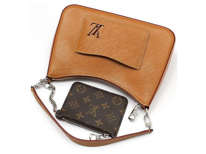 Louis Vuitton Borsa a tracolla e a spalla Gold Miel Epi Marelle Marrone - vista 3