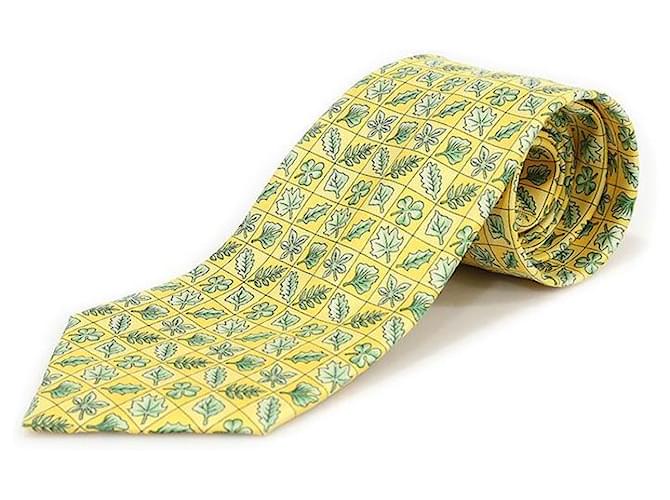 Hermès OA Silk Yellow Leaf Pattern Tie - view 2