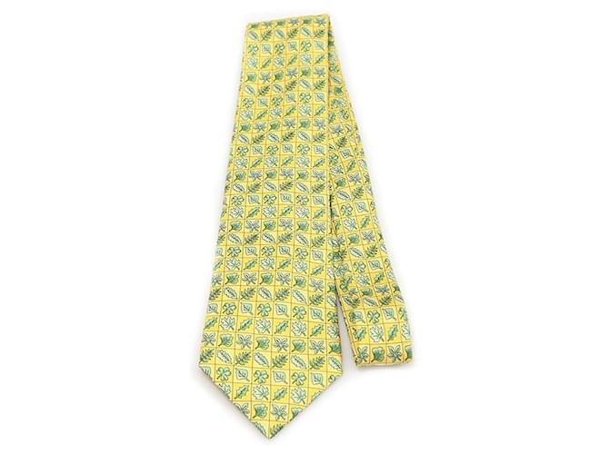 Hermès OA Silk Yellow Leaf Pattern Tie - view 3