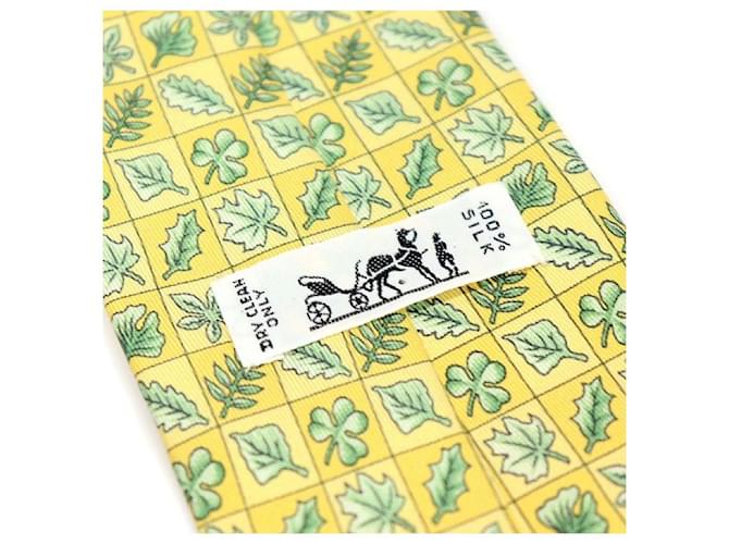 Hermès OA Silk Yellow Leaf Pattern Tie - view 5